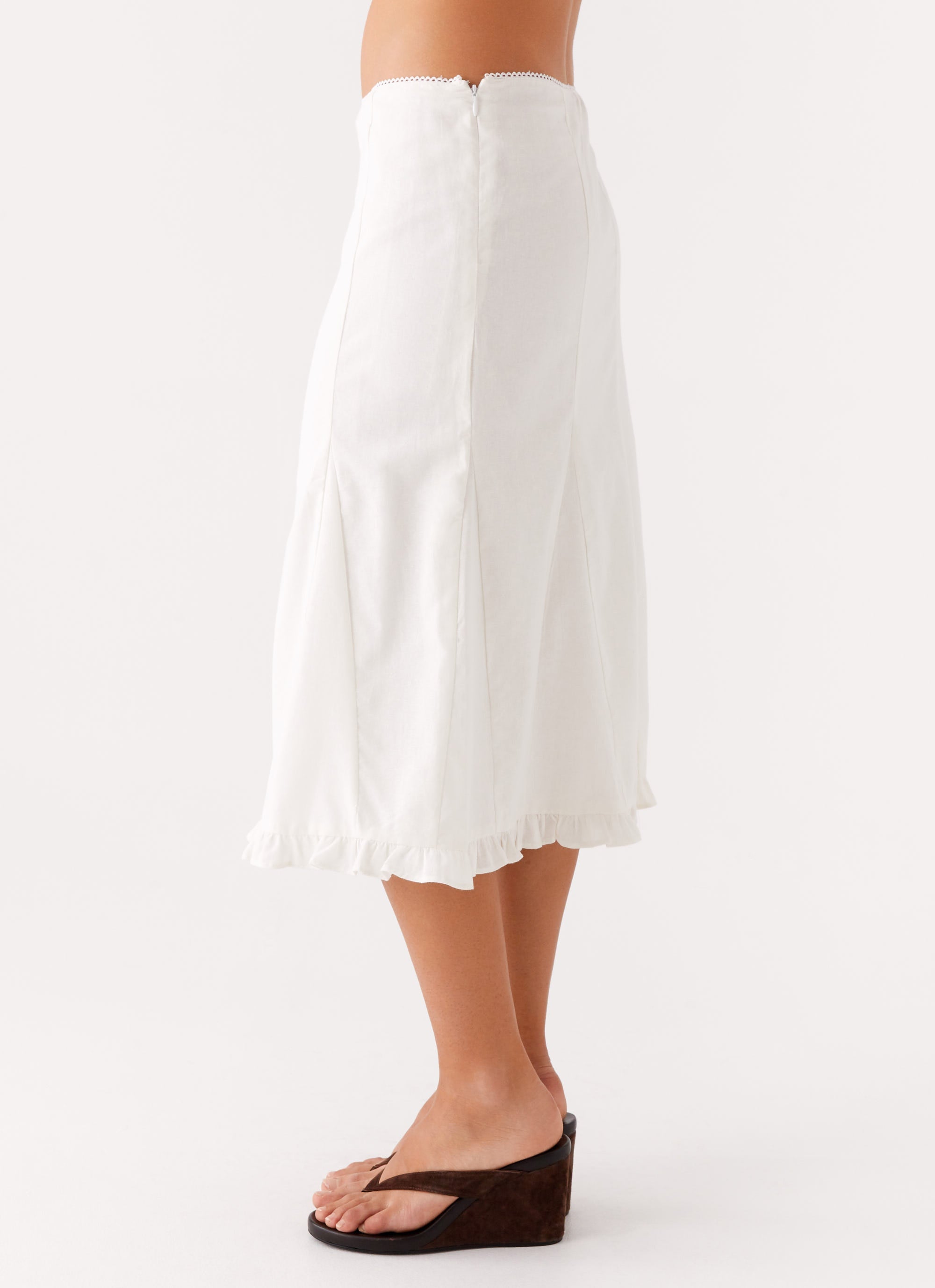 Alec Midi Skirt - White