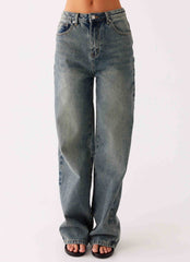 Back Again Straight Leg Denim Jeans - Dirty Wash