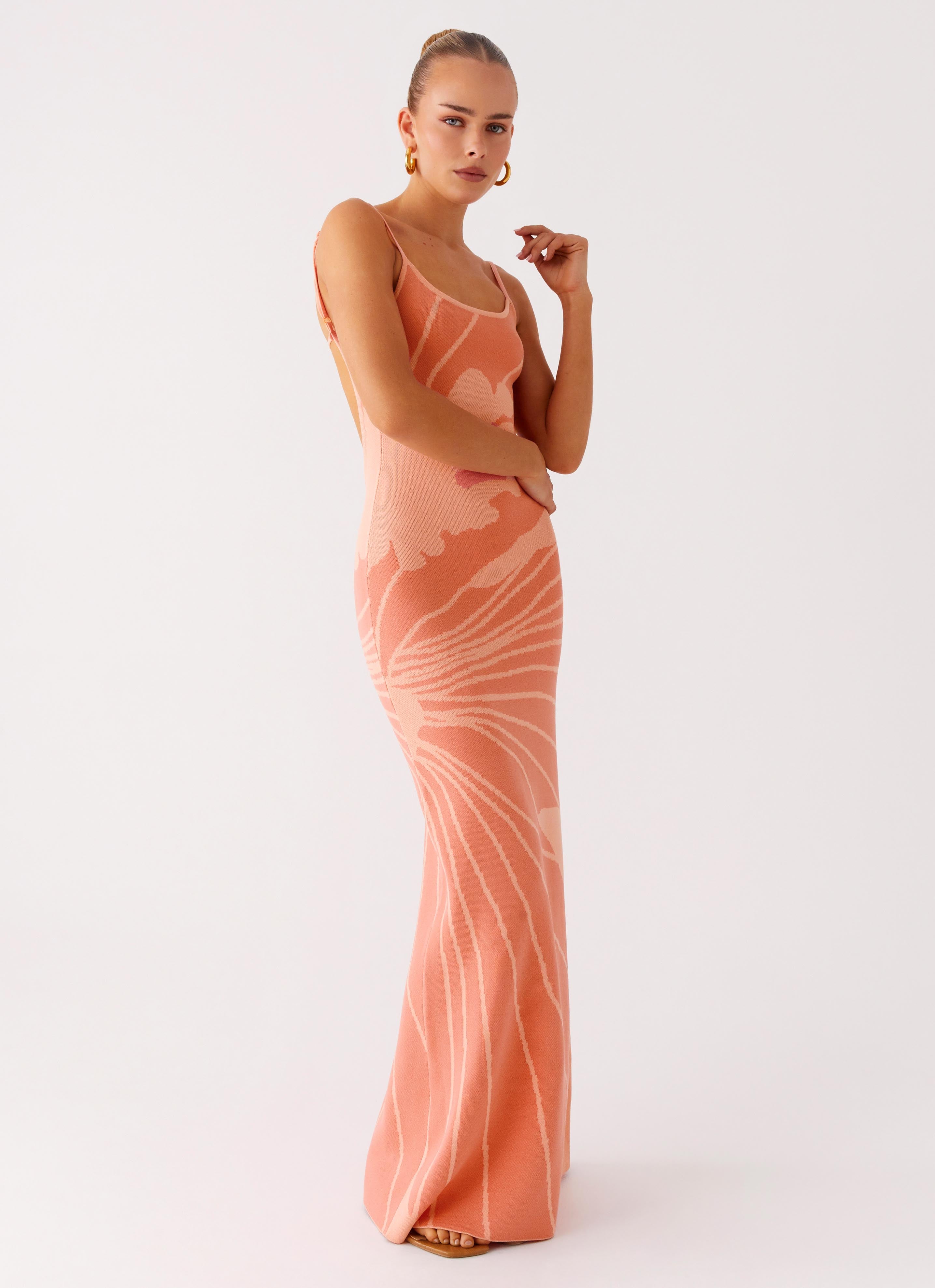 Bliss View Knit Maxi Dress - Peach