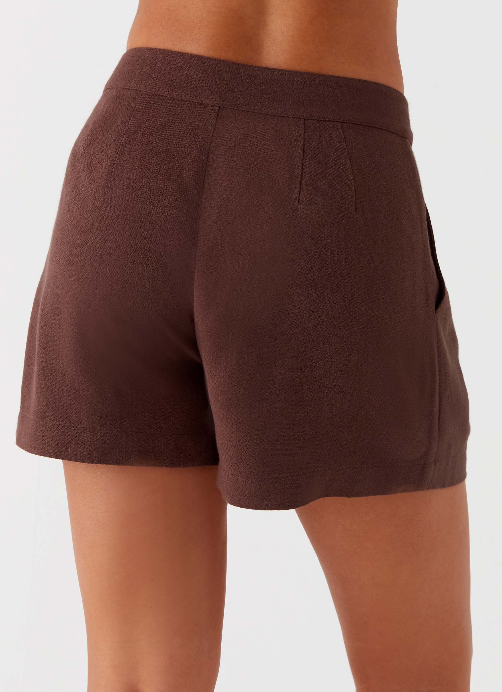 Born For Bordeaux Linen Shorts - Brown
