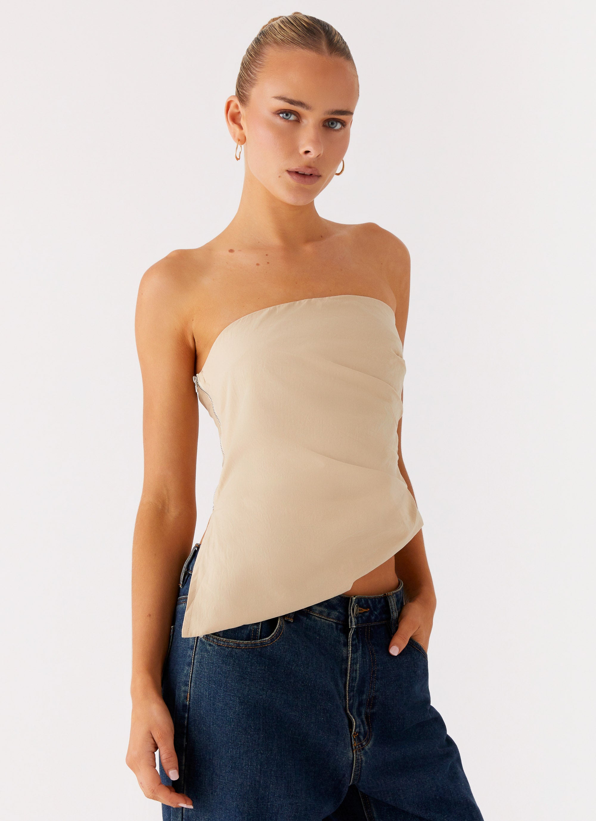 Briana Strapless Top - Tan