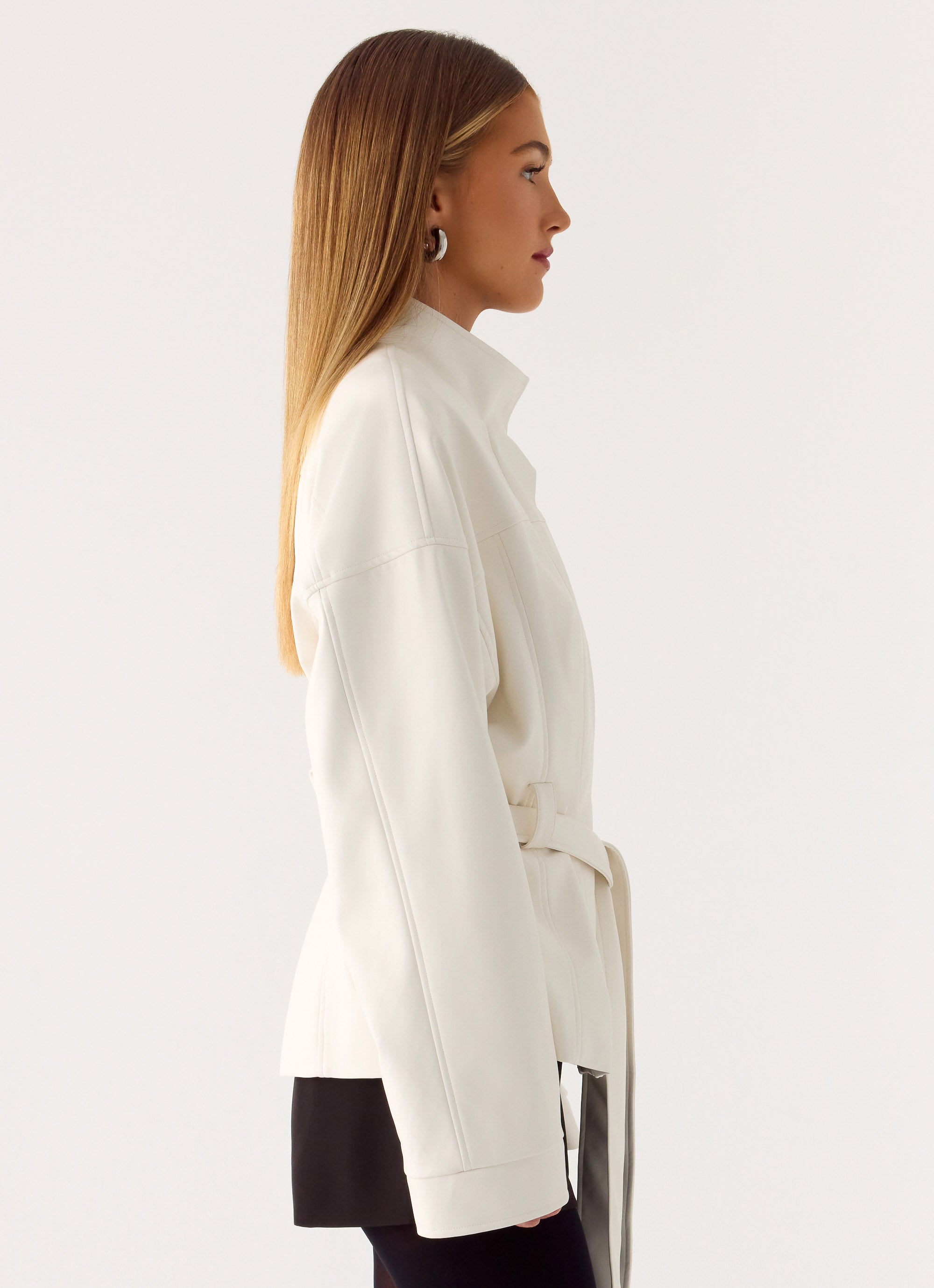 City Light Tie Waist Trench Jacket - Ivory
