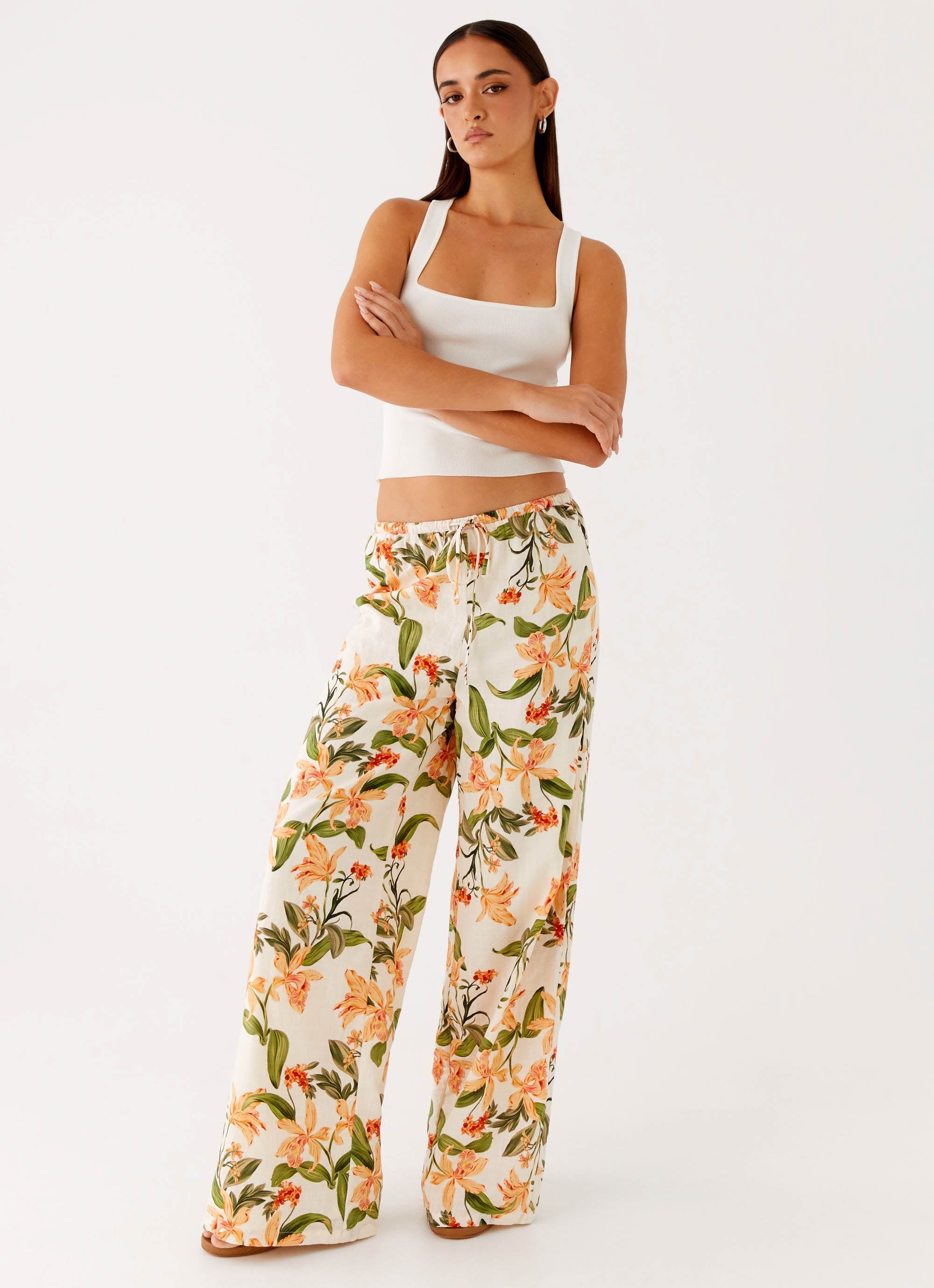 Dalida Linen Pants - Floral Print