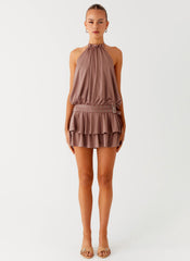 Dopamine Belt Mini Dress - Taupe