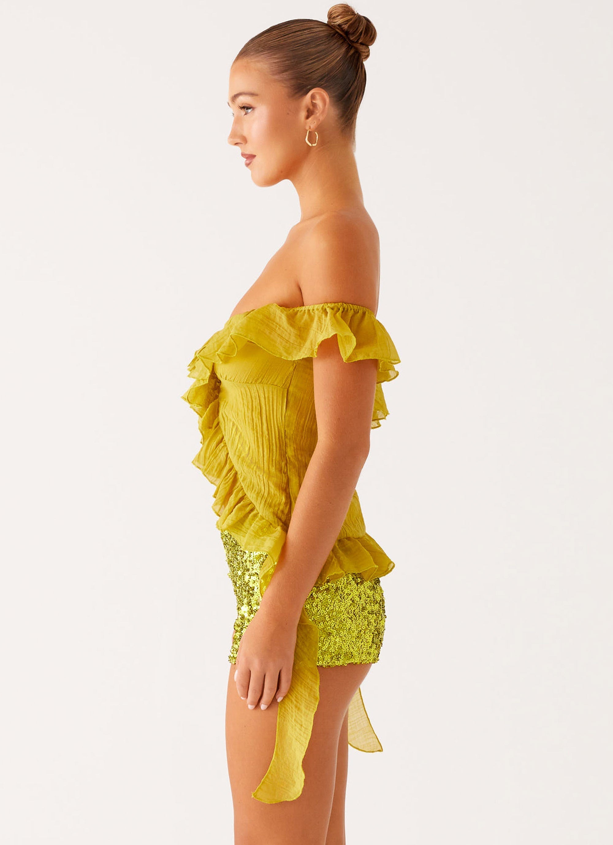 Dylan Off Shoulder Top - Lime