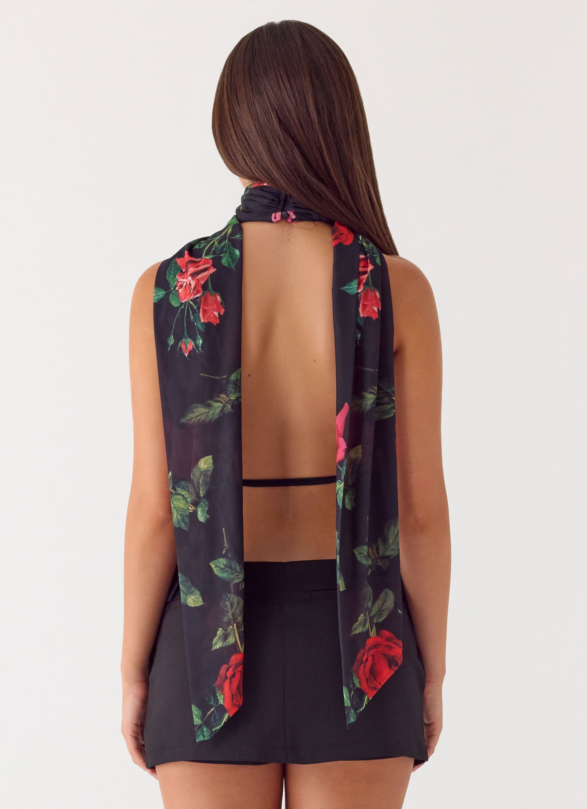 Get Me Halter Backless Top - Midnight Bloom