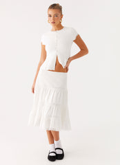 Good Vibes Midi Skirt - White