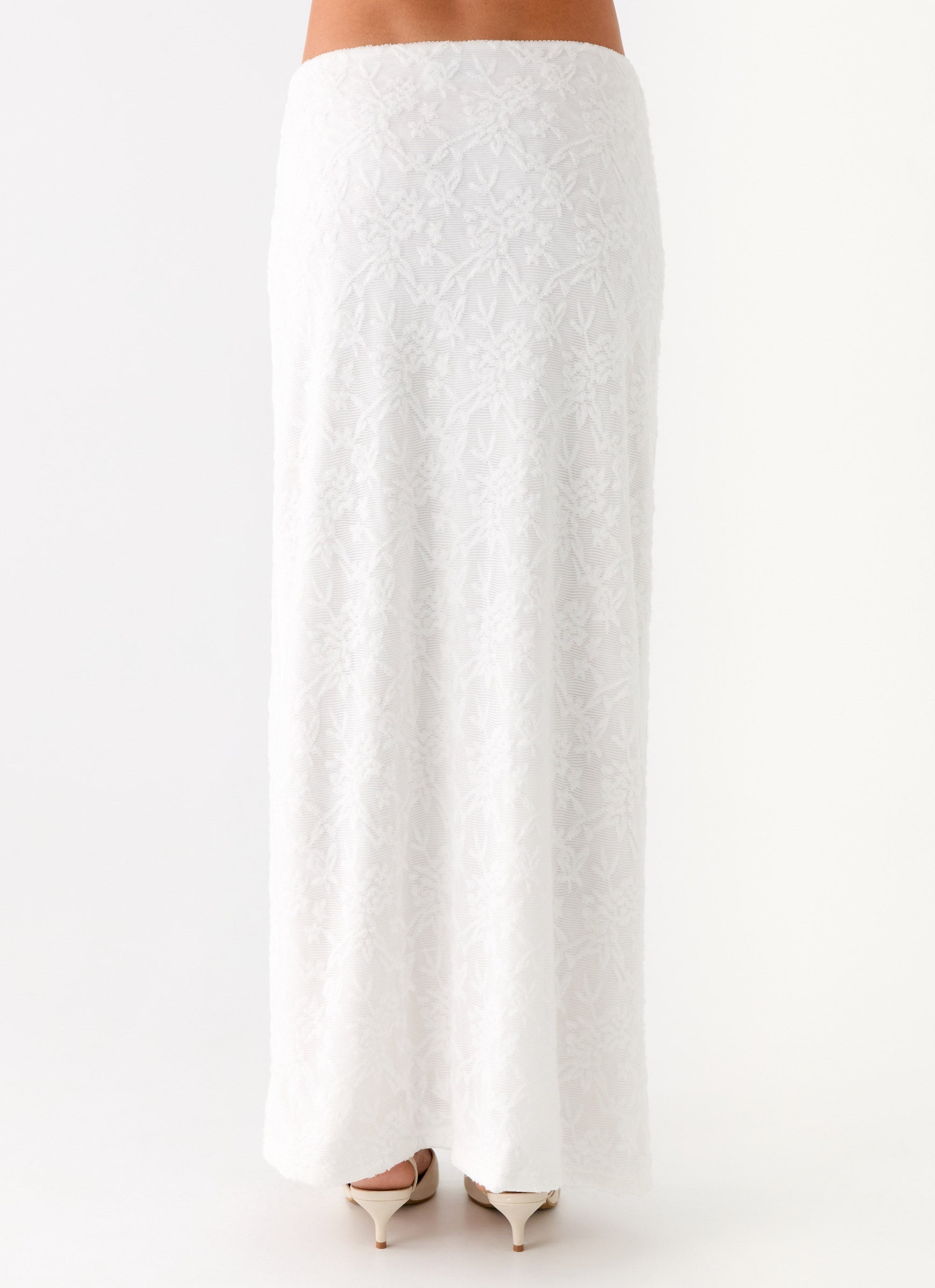 Griff Low Rise Jacquard Maxi Skirt - White
