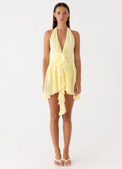 Guide You Halter Neck Mini Dress - Yellow