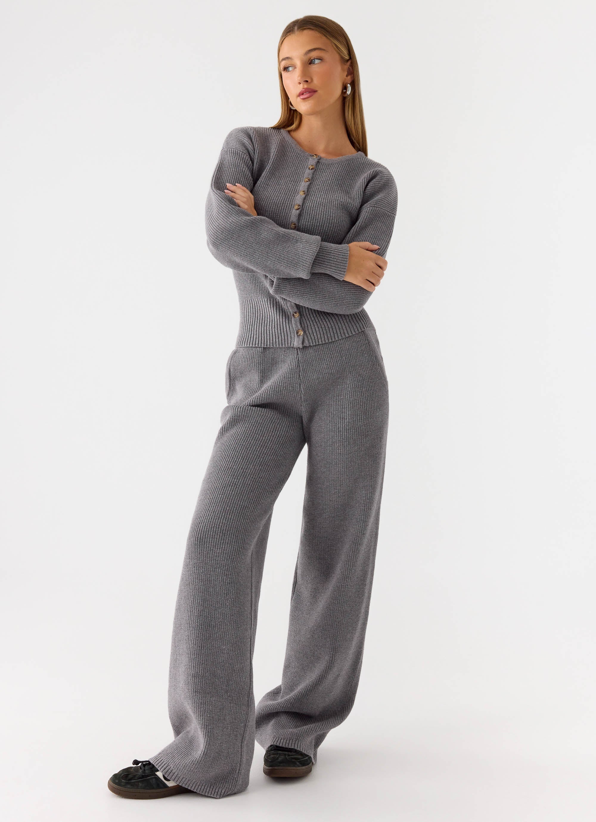 Harrison Low Rise Knit Pants - Marle Grey