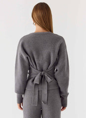 Harrison Cinched Knit Cardigan - Marle Grey