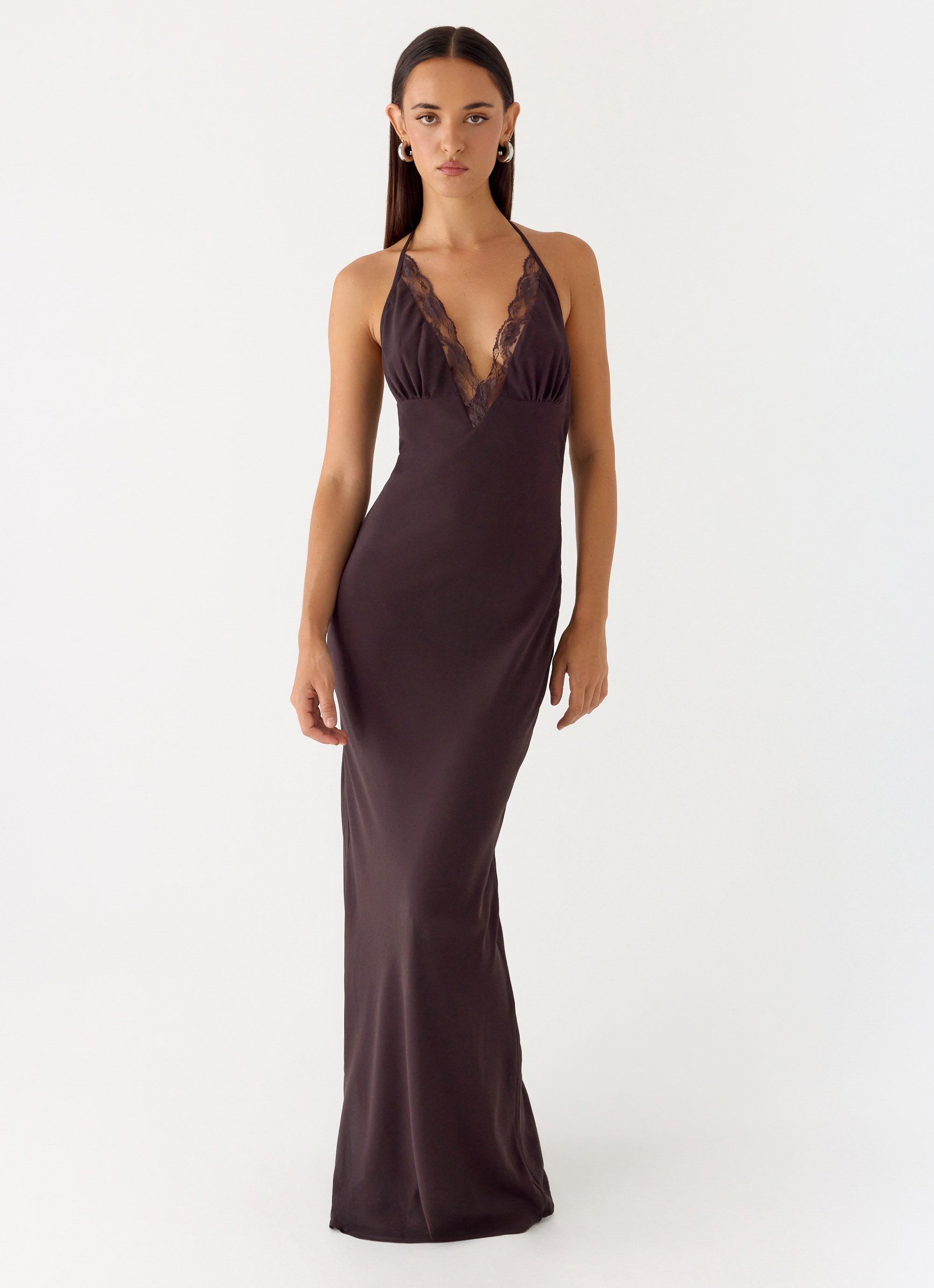 Indya Halter Maxi Dress - Chocolate