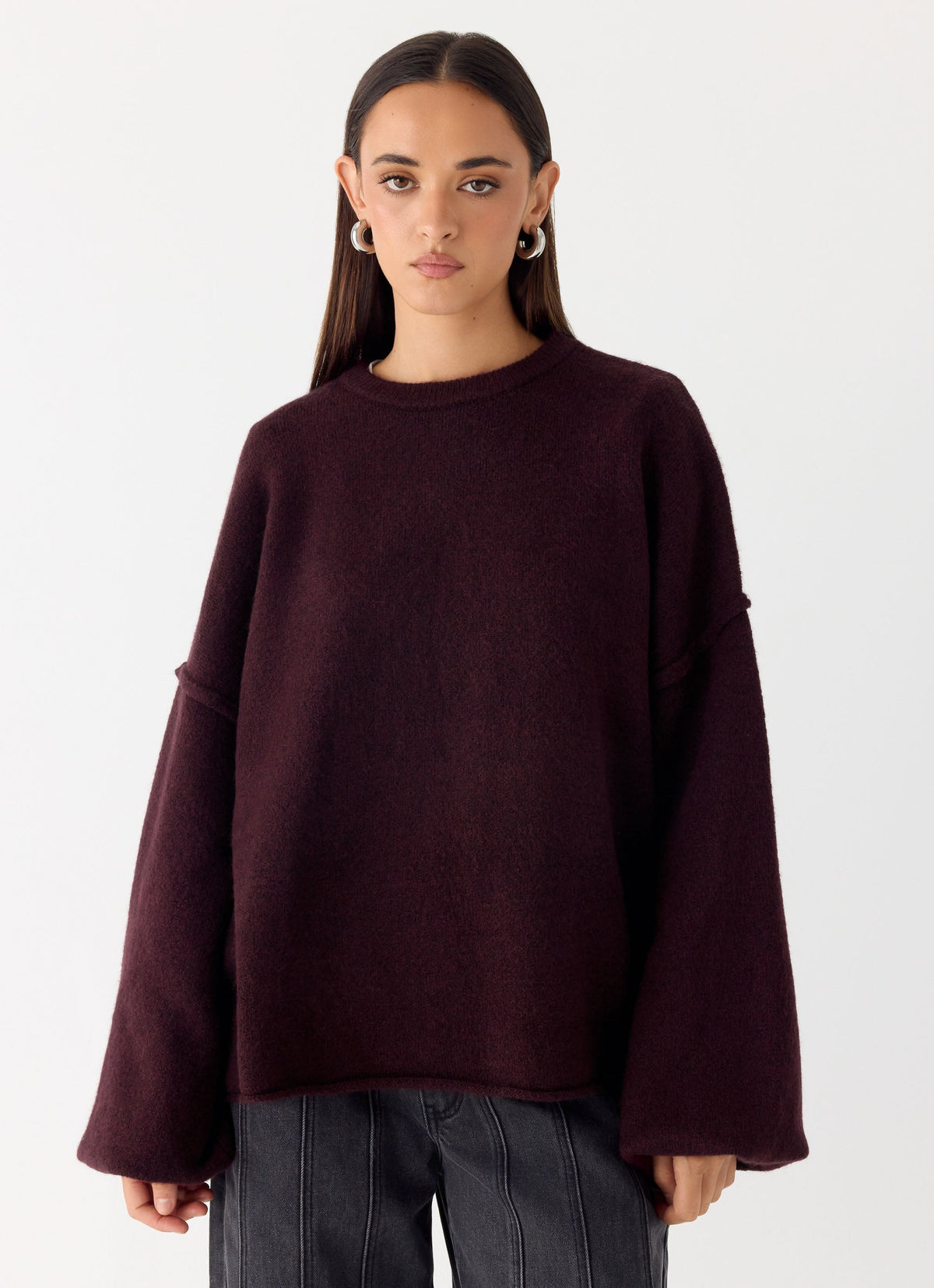 Jack Oversized Knit Sweater - Plum