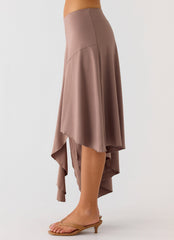 Jisoo Asymmetric Midi Skirt - Desert Taupe