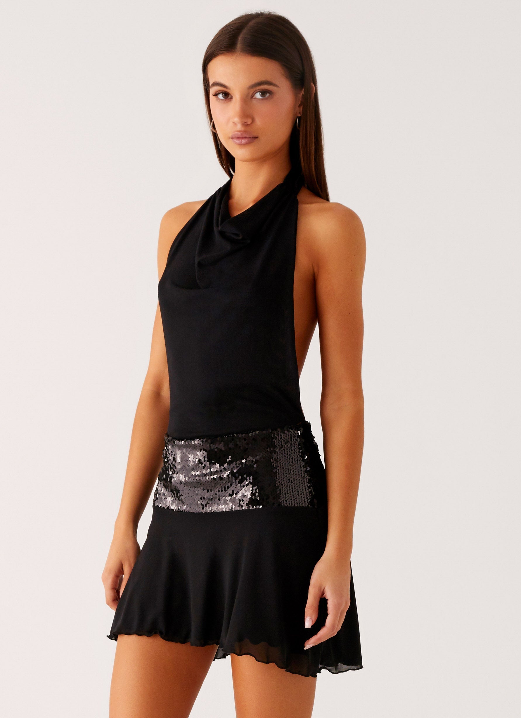 Kelsey Sequin Mini Dress - Black