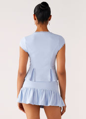 Landon Button Up Top - Blue