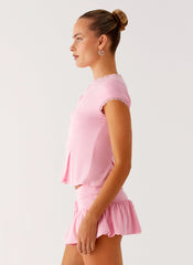 Landon Button Up Top - Pink