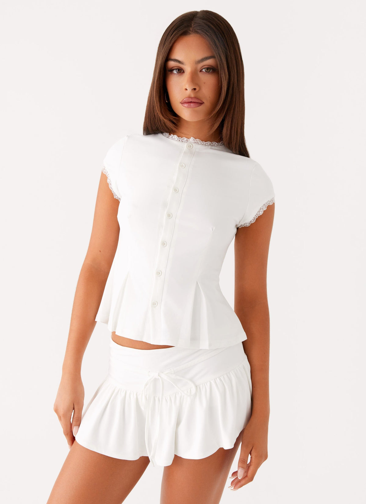 Landon Button Up Top - White