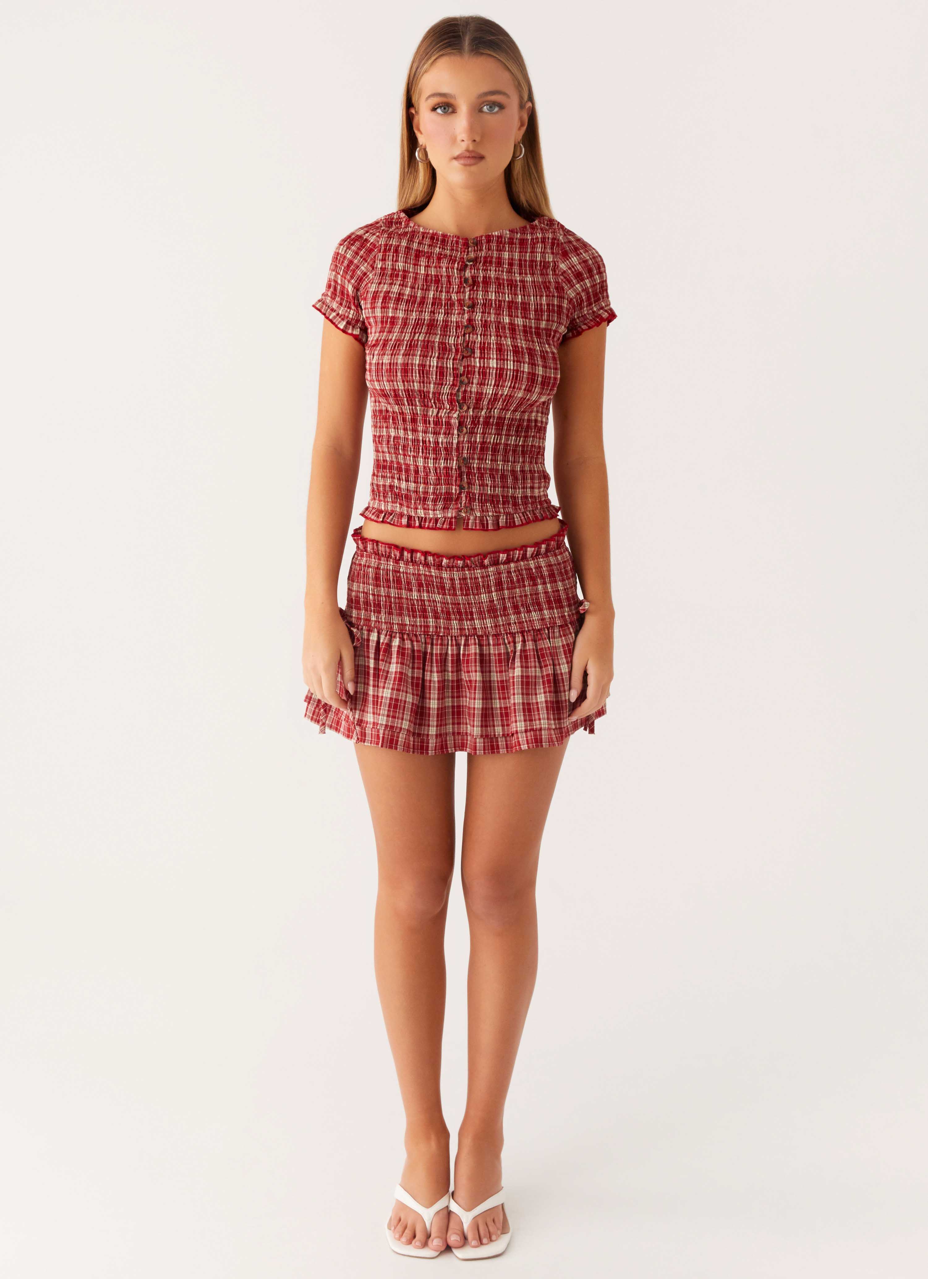 Lenore Mini Skirt - Ruby Check