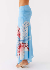 Liana Ruched Maxi Skirt - Deep Sea Bloom