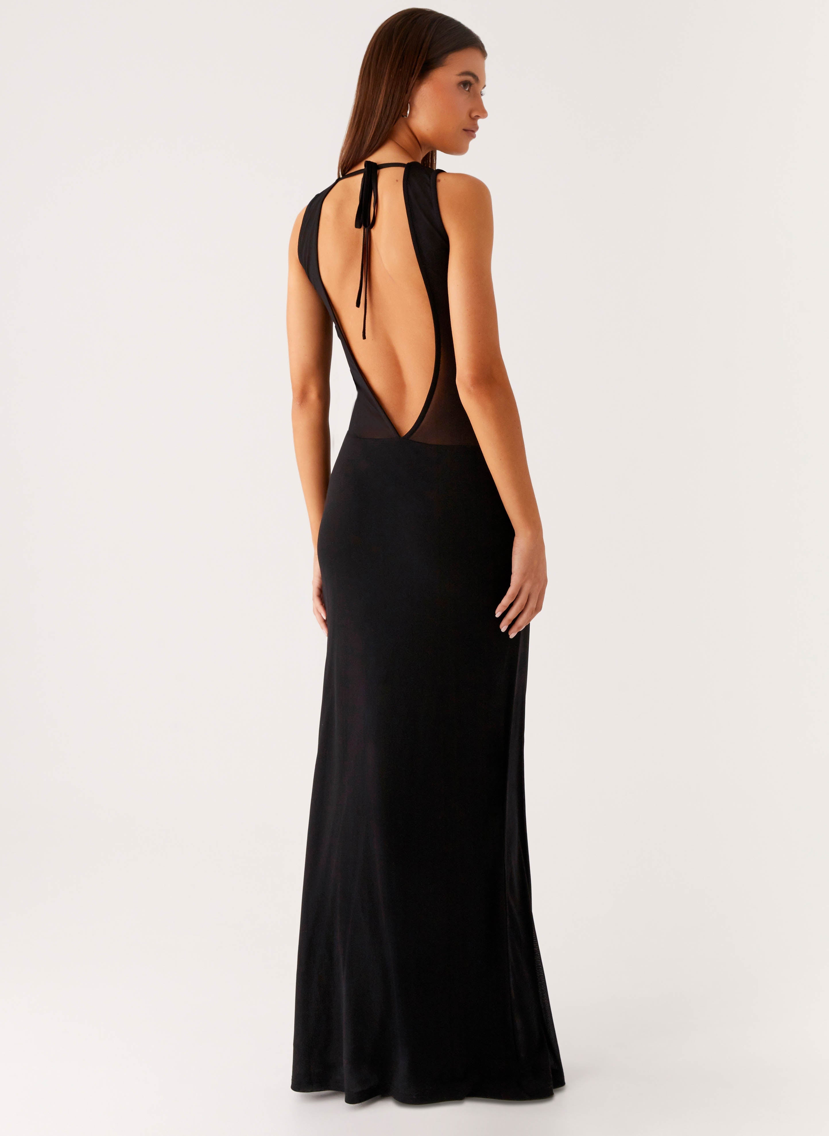 lyria Mesh Maxi Dress - Black
