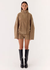 Marlow Faux Suede Jacket - Taupe
