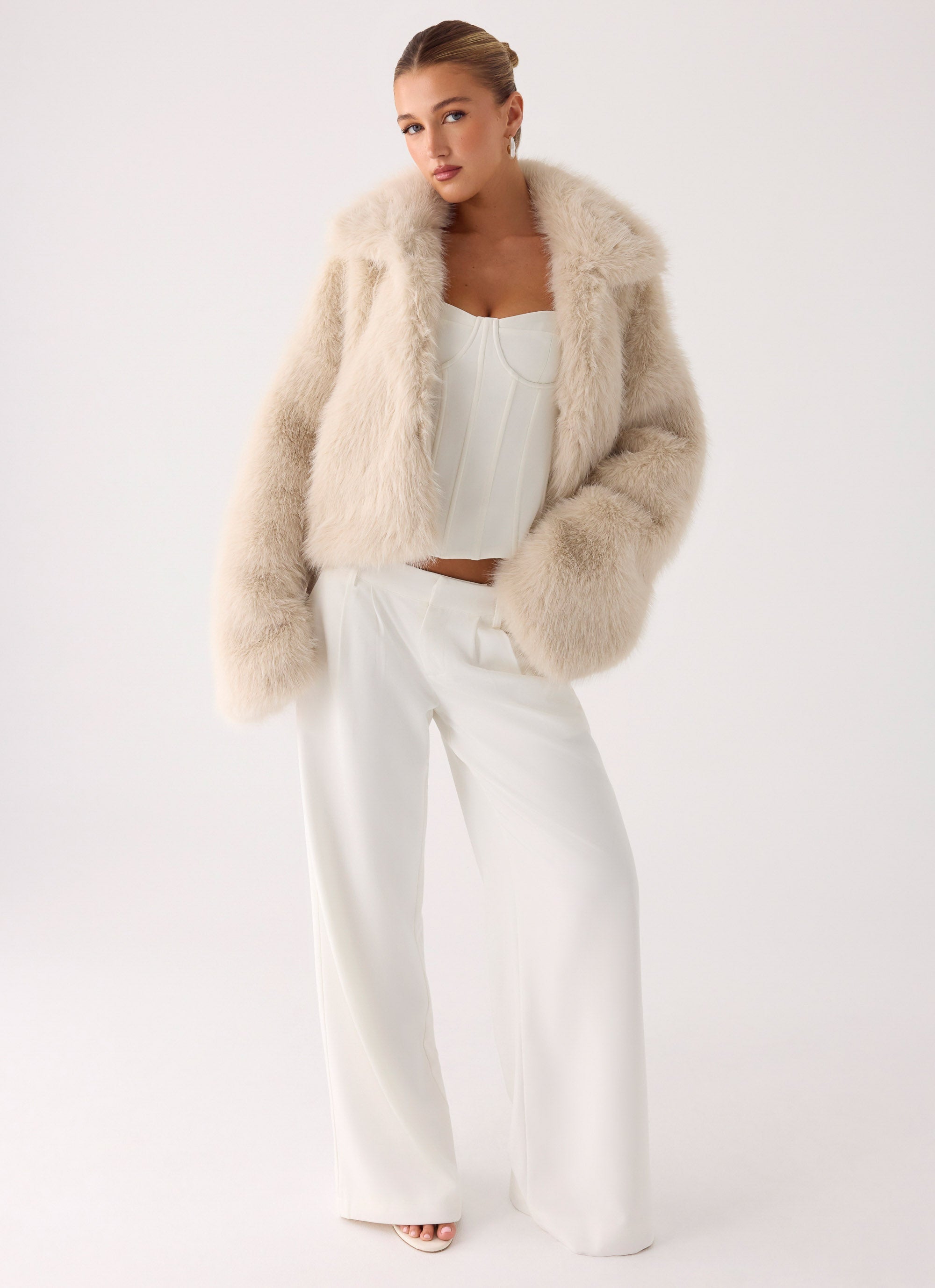 Moonscapes Faux Fur Jacket - Ivory