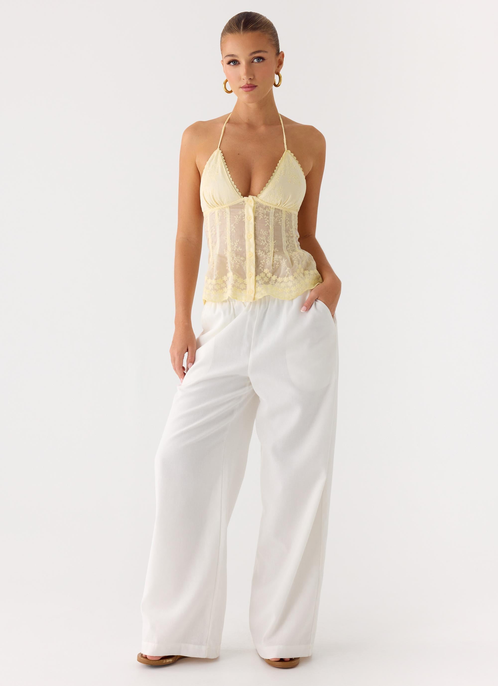 Non Stop Halter Top - Butter Yellow