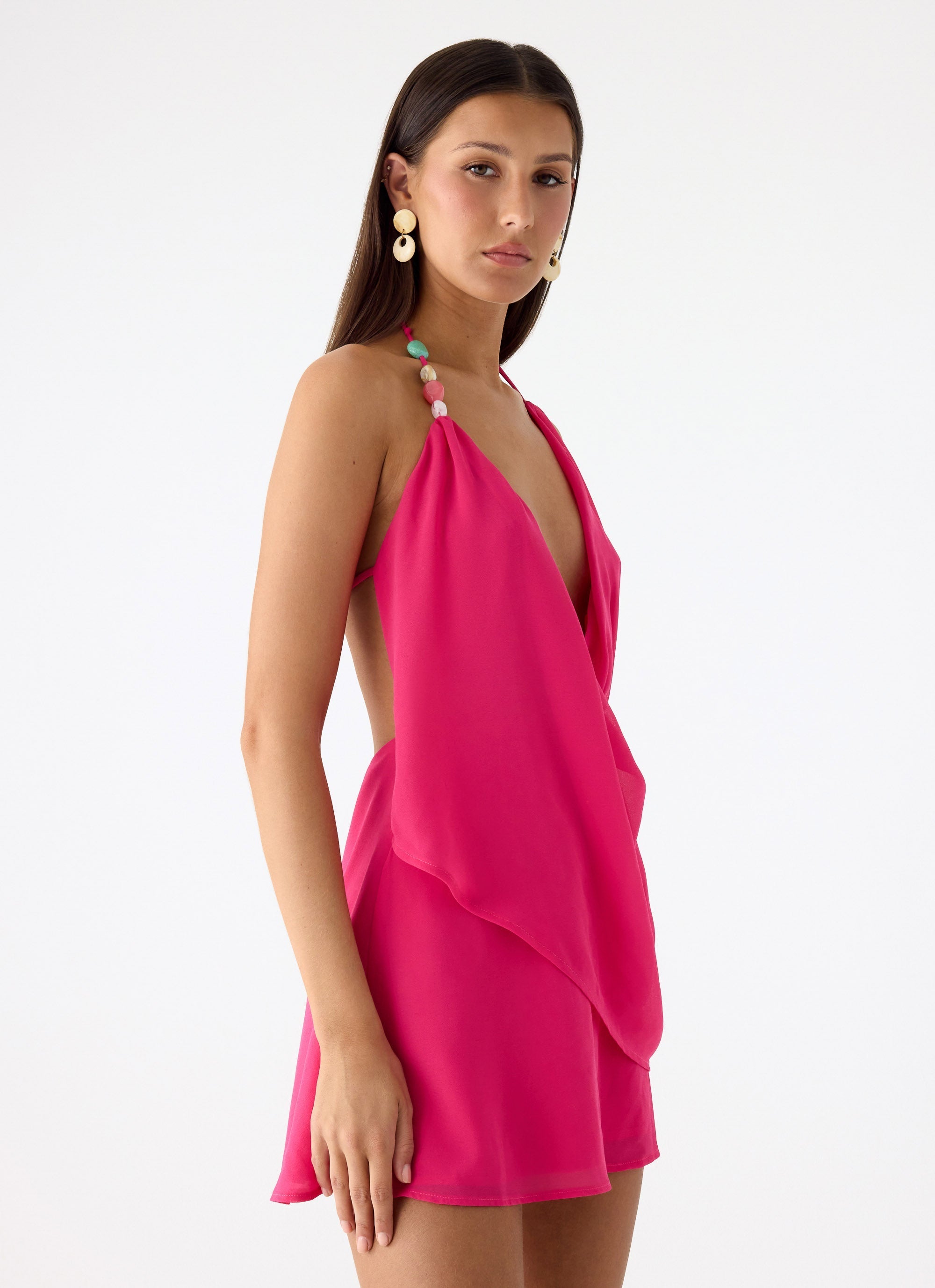Nona Chiffon Mini Dress - Fuchsia