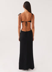 Tyra Ruched Maxi Dress - Black