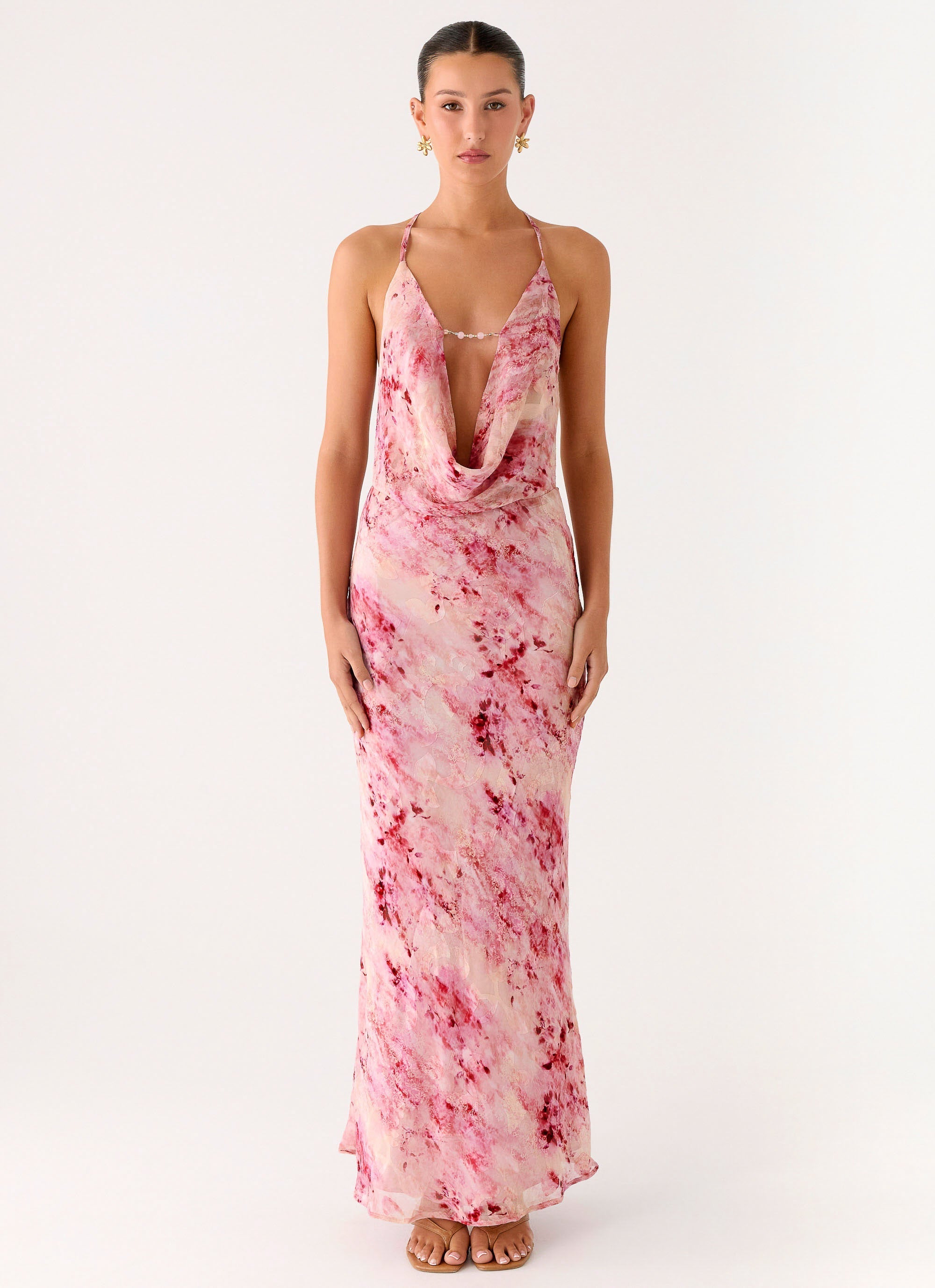 Pure Heart Cowl Maxi Dress - Pink