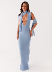 Raine Knit Maxi Dress - Blue