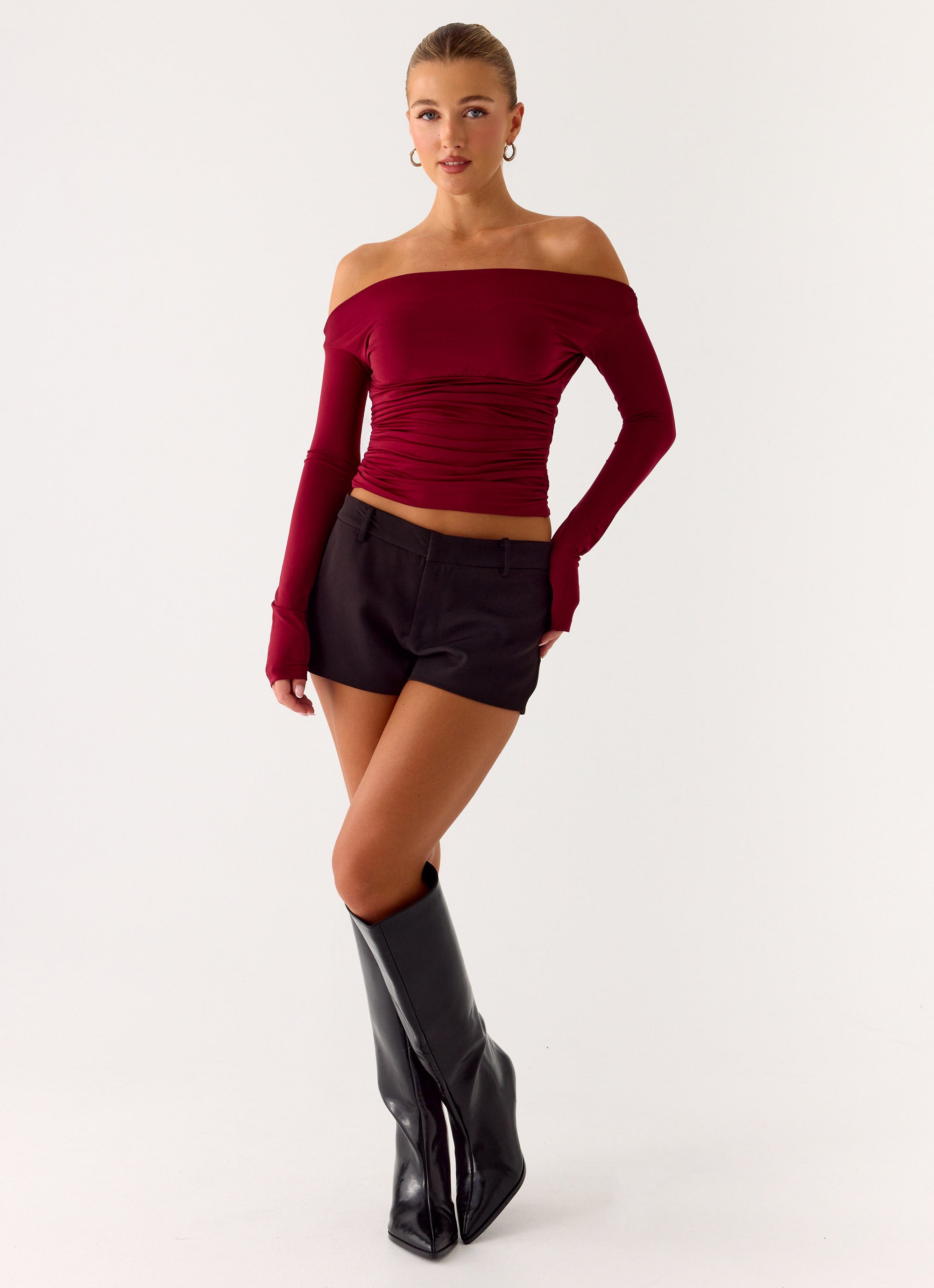 Reva Long Sleeve Top - Maroon