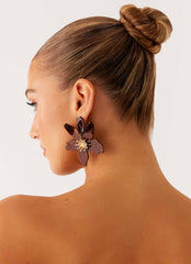 Siesta Flower Earrings - Brown