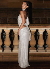 Susie Sequin Maxi Skirt - Silver