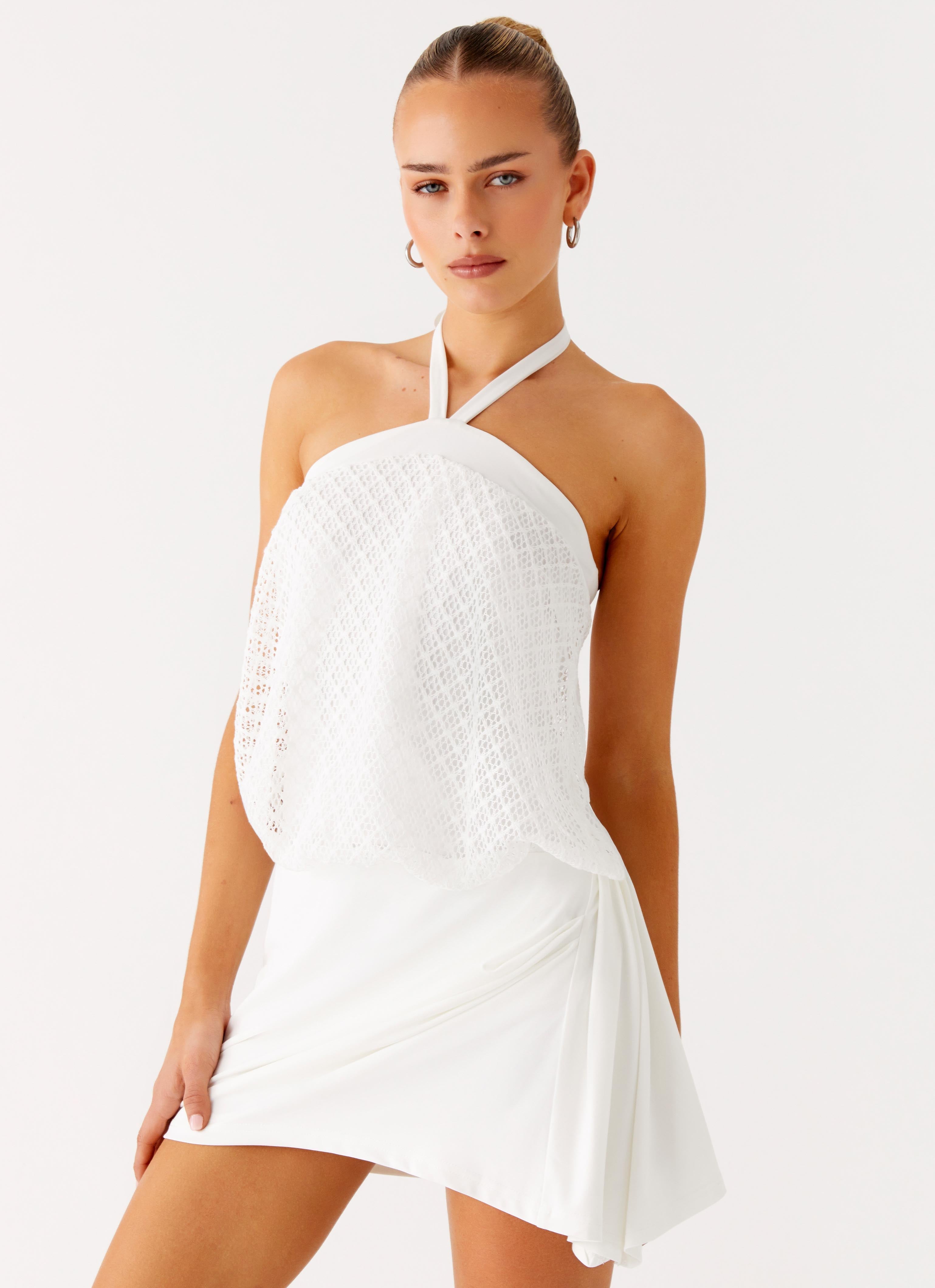 Switch Up Halter Mini Dress - Ivory