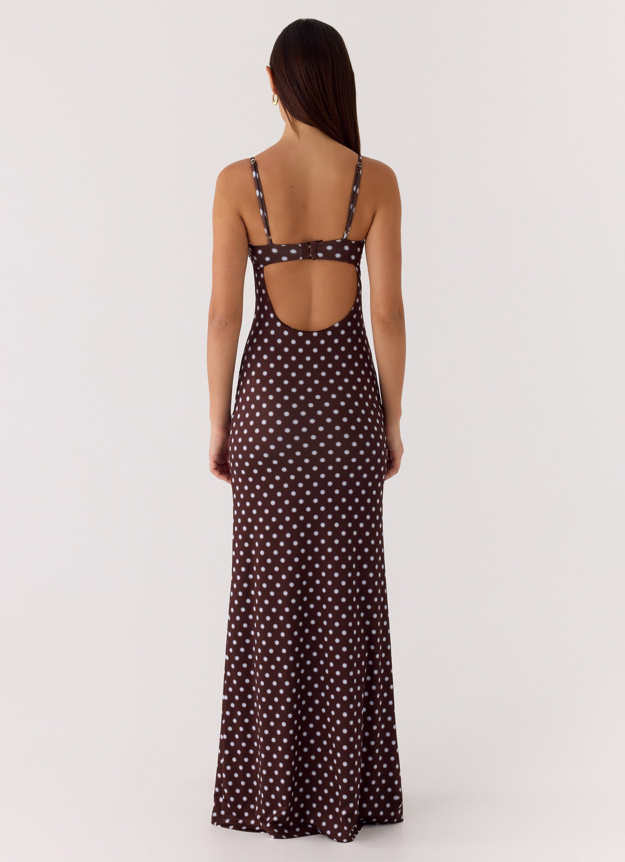 Vamonos Maxi Dress - Chocolate Blue Dot