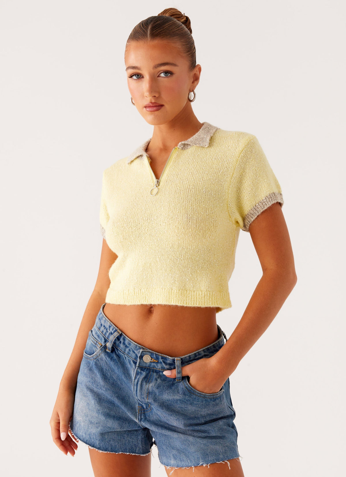 Walsh Knit Polo Top - Yellow