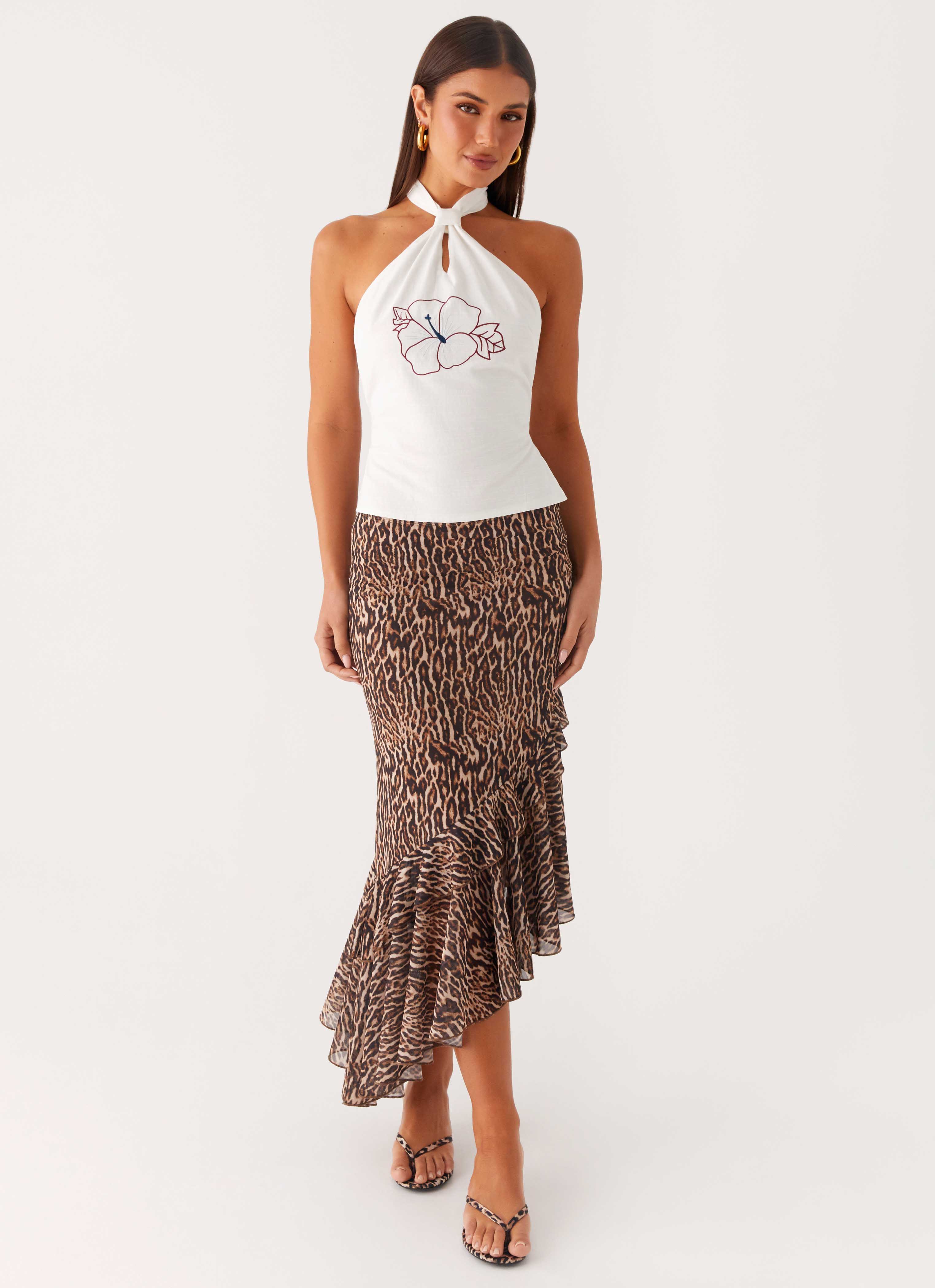 Wild Tide Midi Skirt - Cheetah