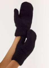 Winter Blaze Knit Mittens - Black