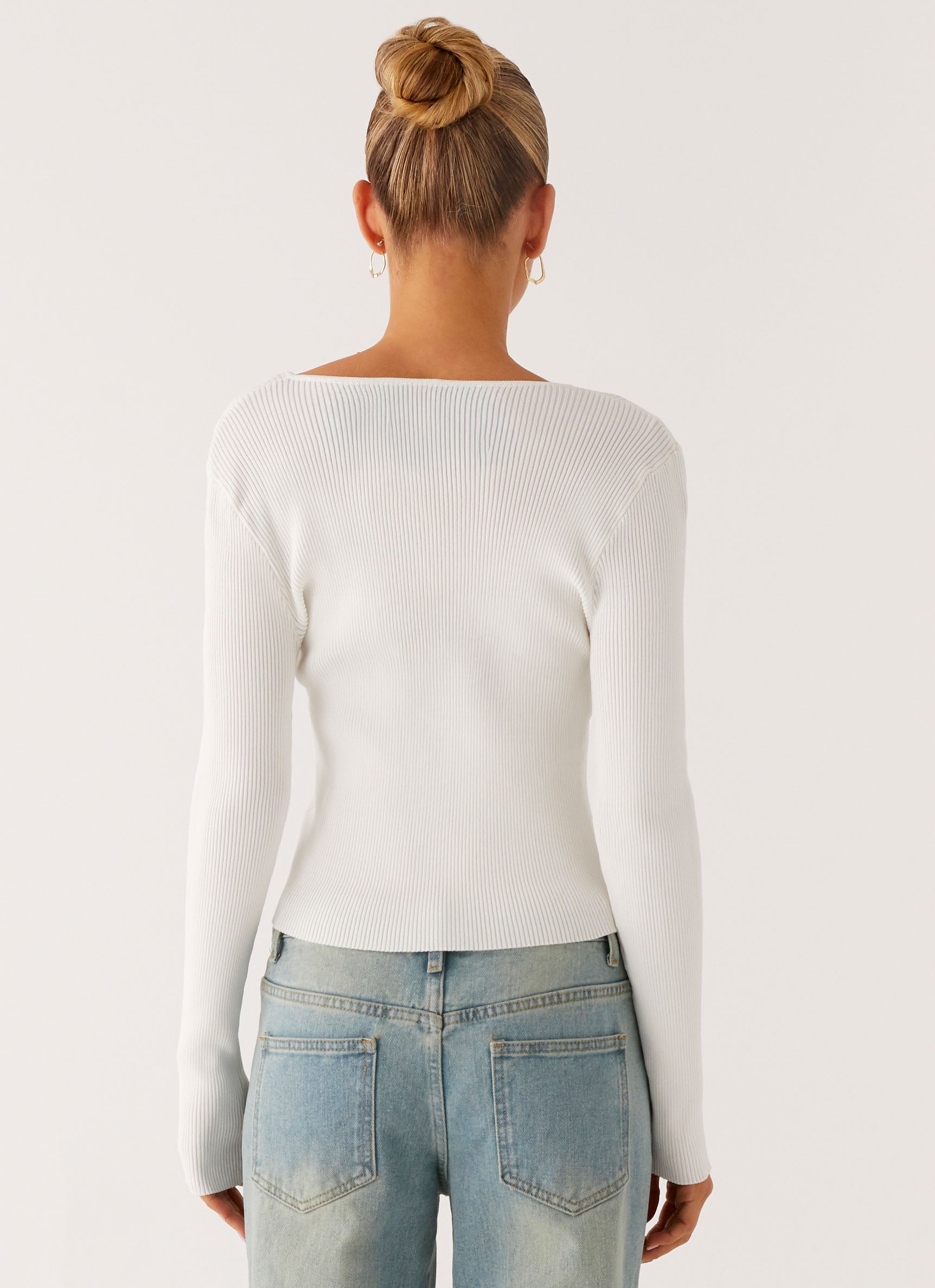 Wonderwall Lace Up Long Sleeve Top - White